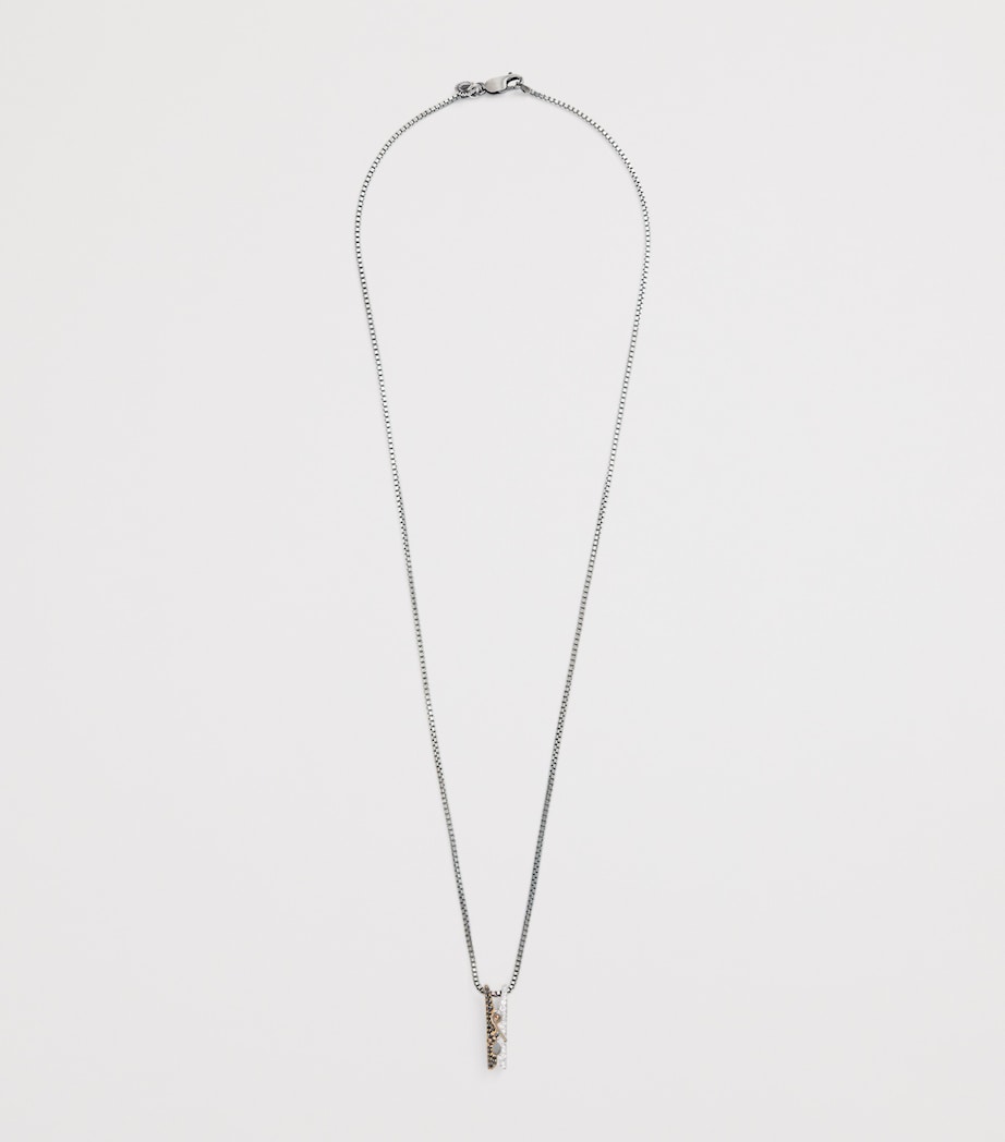 Tateossian rhodium-plated sterling silver Mayfair Peg necklace, imported from the UK