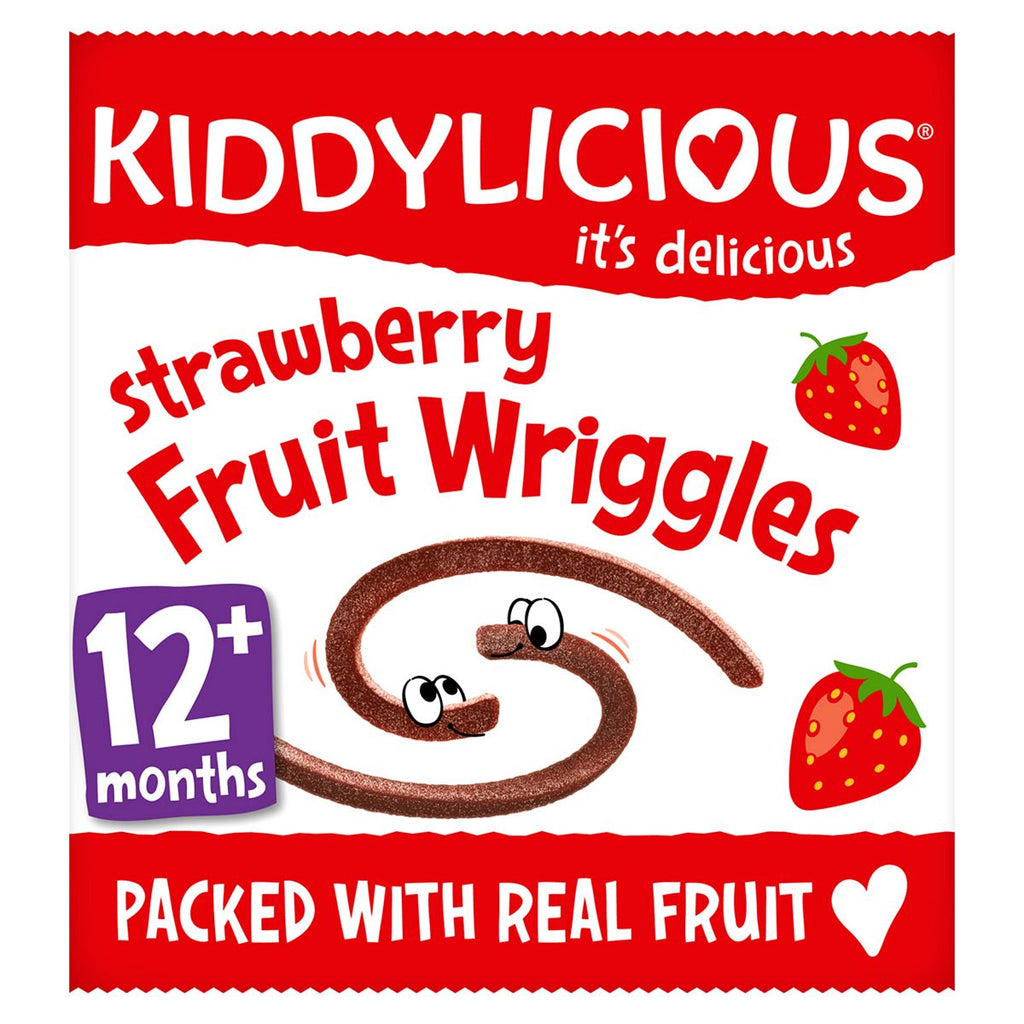 Kiddylicious Fruit Wriggles, strawberry, infant snack, 12months+, single, 12g