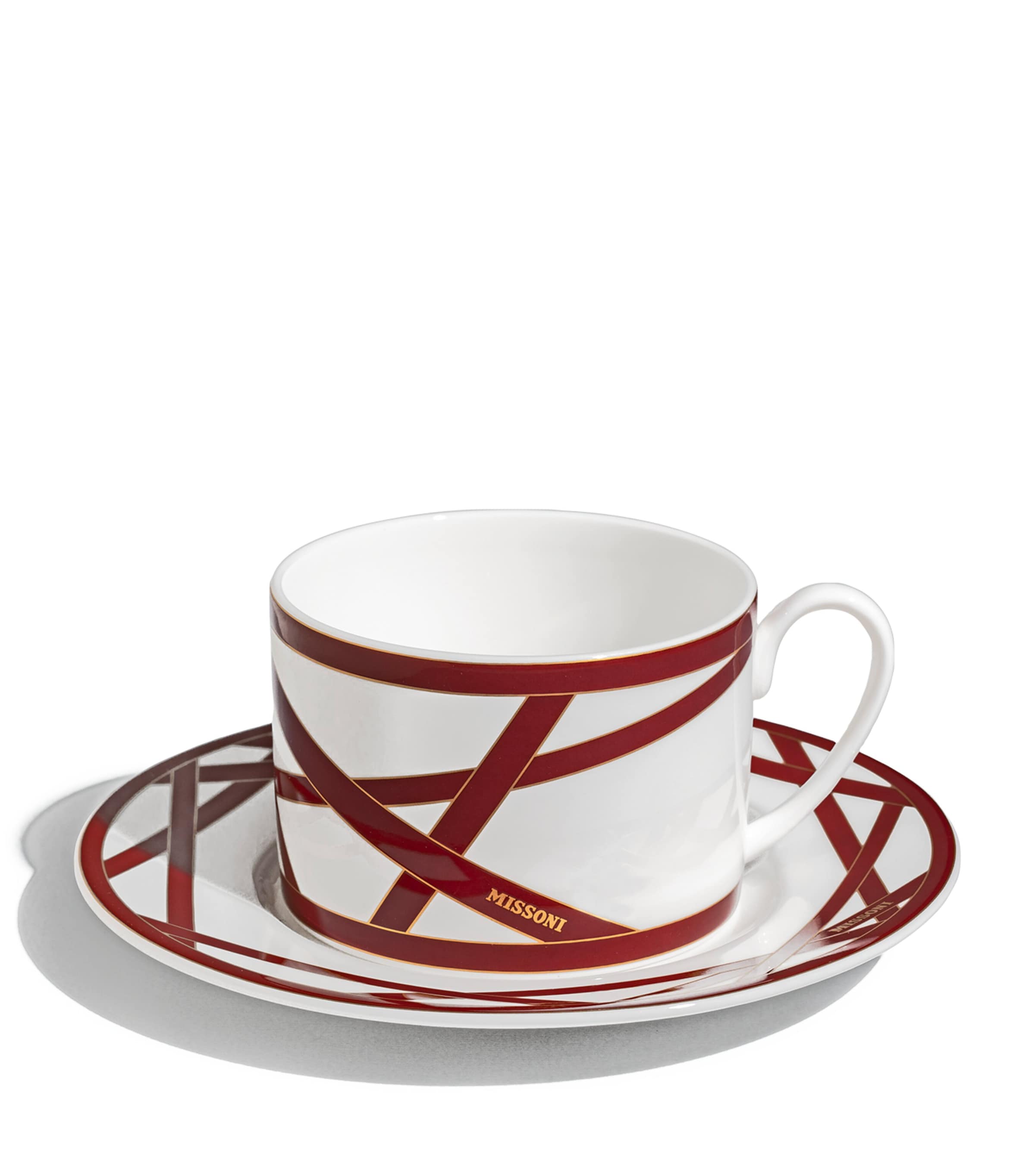 Missoni Home bone china teacup set Nastri Bordeaux, imported from the UK