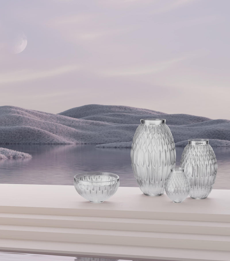Lalique Crystal Plumes Bowl 20cm, UK version