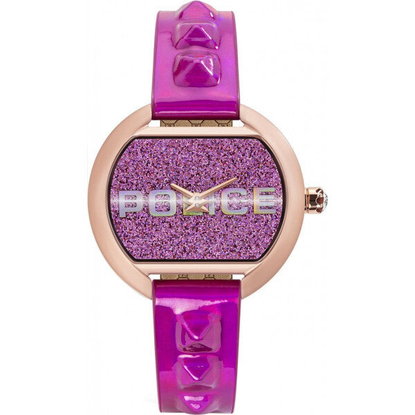 Police pink ladies watch with leather strap and stainless steel - British product