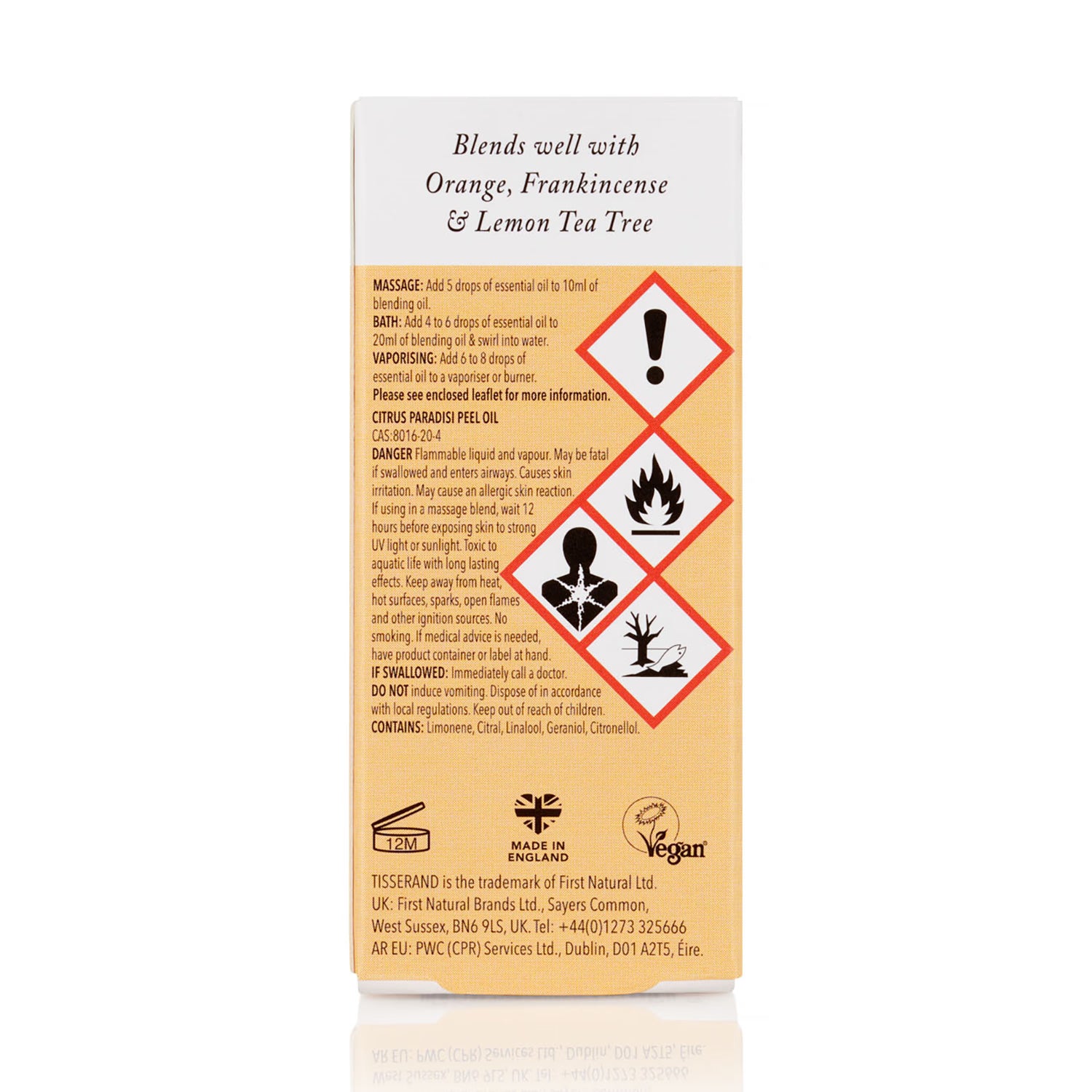 Tisserand Grapefruit Organic Essential Oil 9ml (British brand)