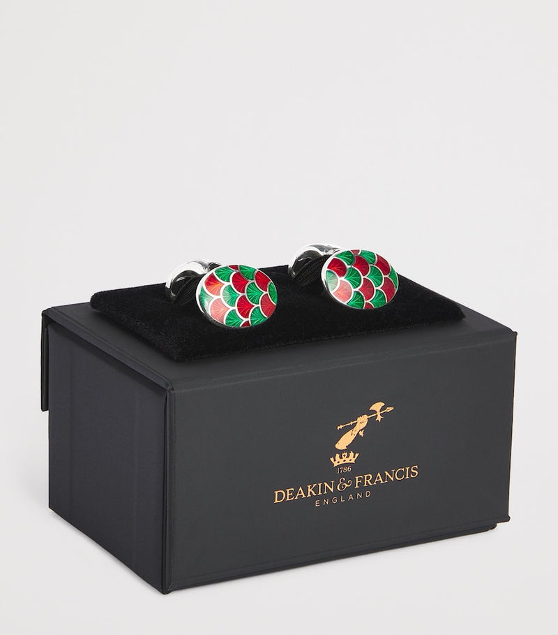 Deakin & Francis sterling silver enamel oval cufflinks - British product