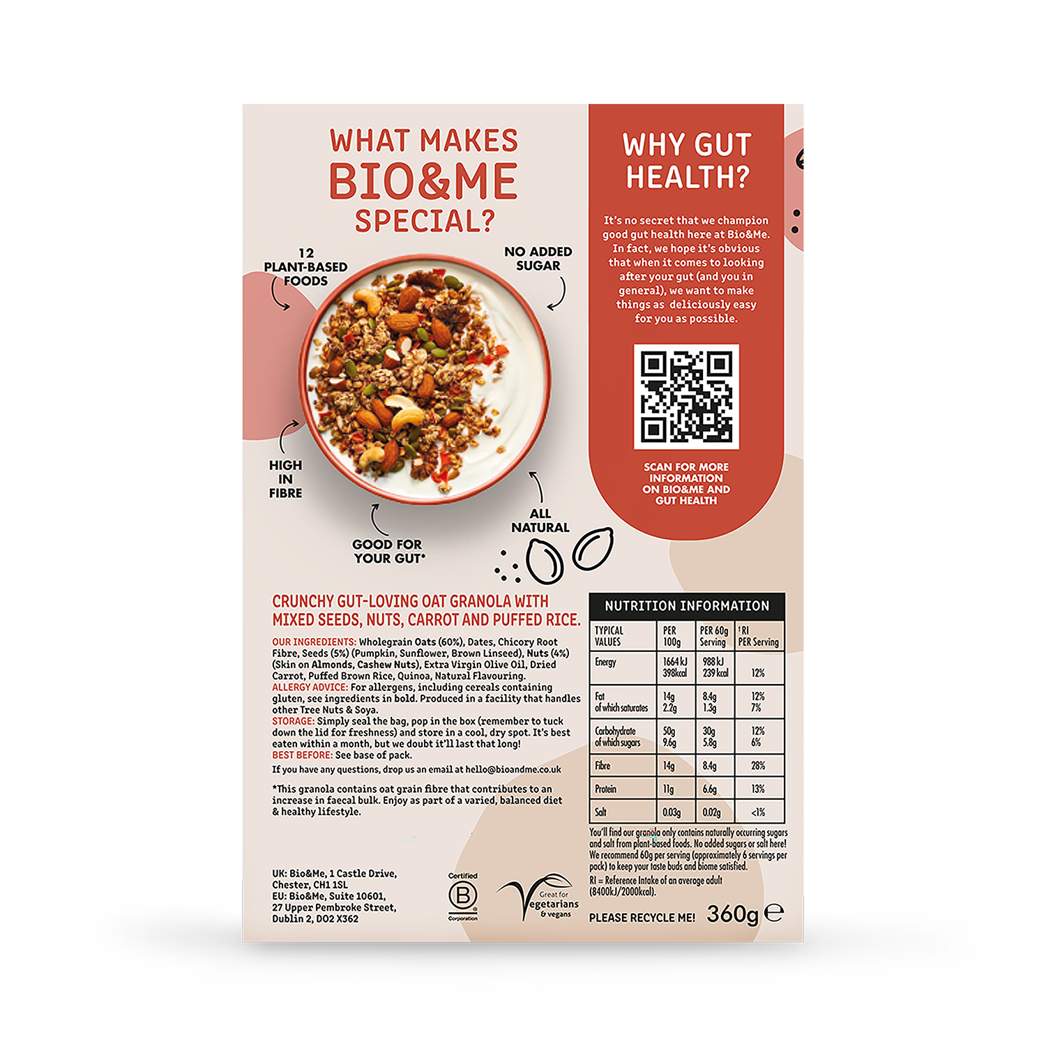 Bio & Me Super Seedy Nutty granola 360g - British product