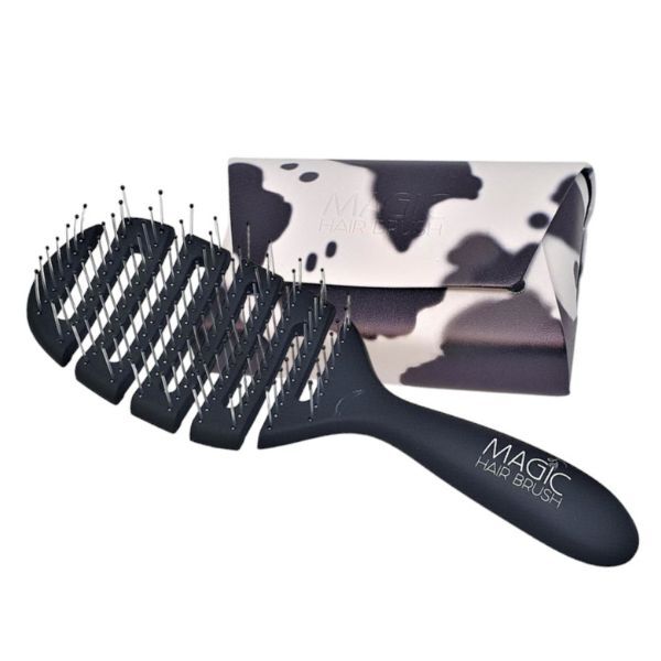 Magic Hair Brush detangler with cow print wallet, UK version
