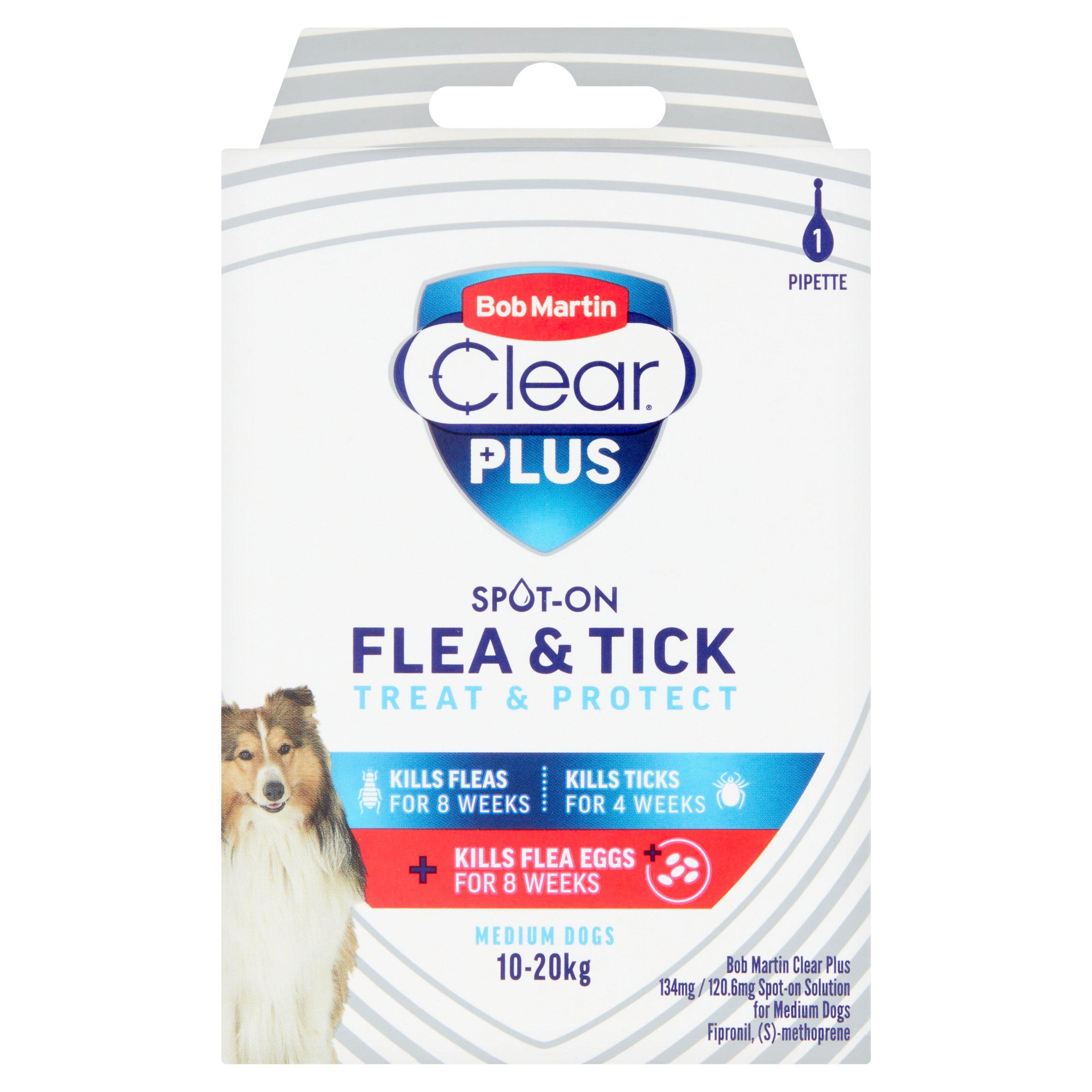 Bob Martin Clear Plus Spot On Flea & Tick Treatment for Medium Dogs Dog grooming Sainsburys   