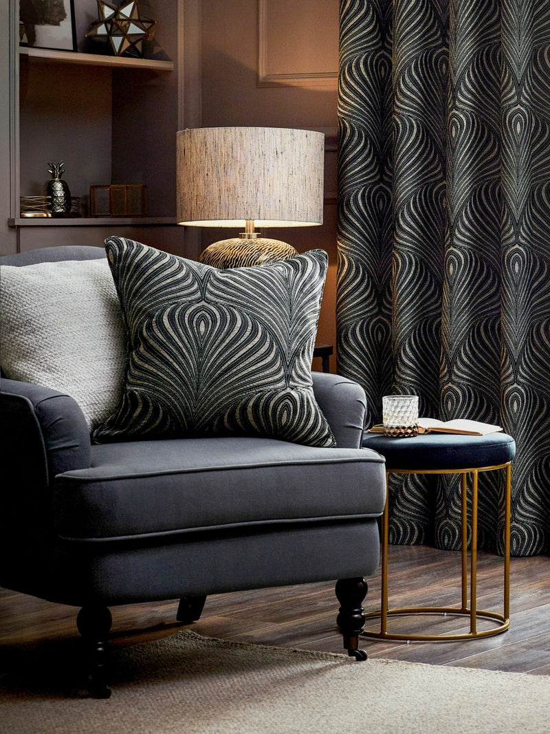 Riva Paoletti black jacquard cushion 55cm - British product