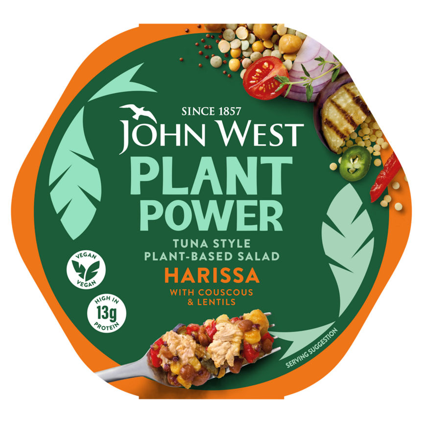 John West Plant Power Tuna Style Plant-Based Salad Harissa with Couscous & Lentils GOODS ASDA   