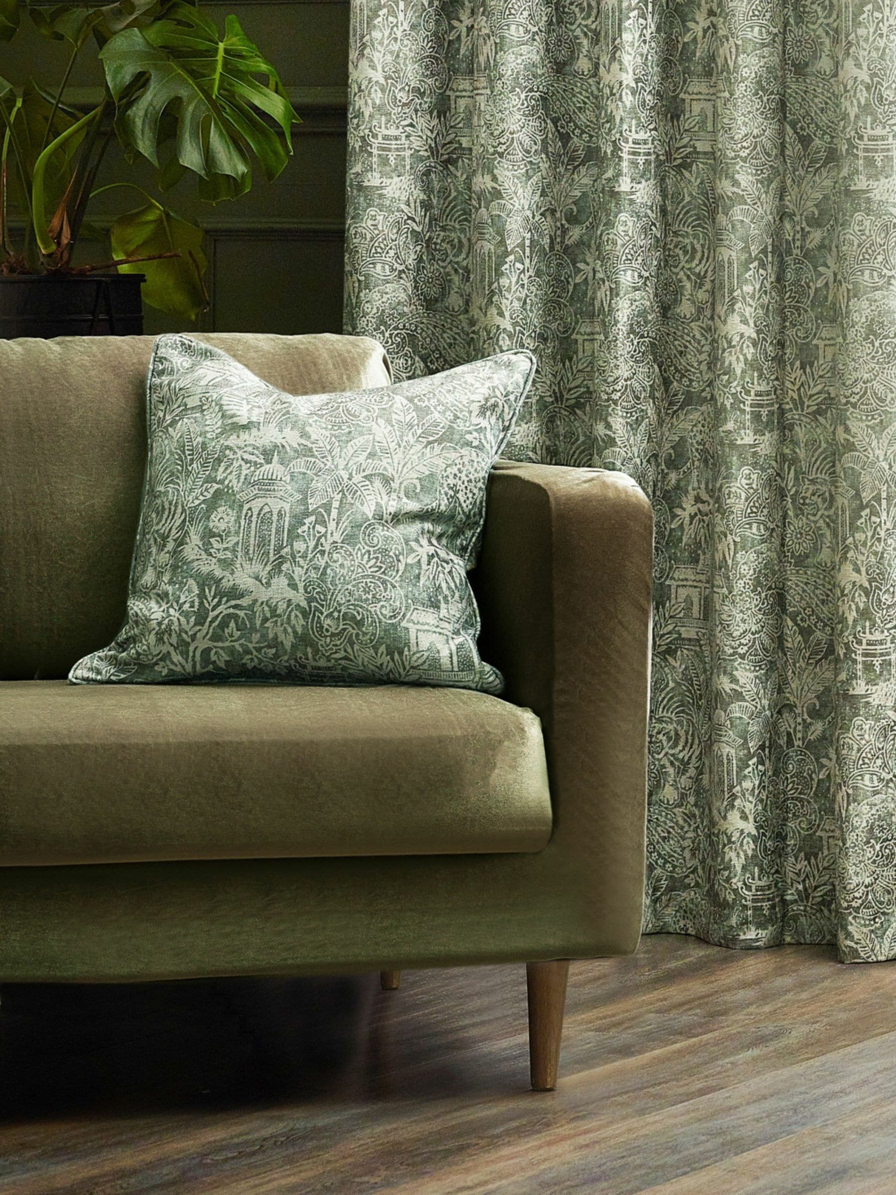 Wylder sage green Bengal chenille cushion, UK version