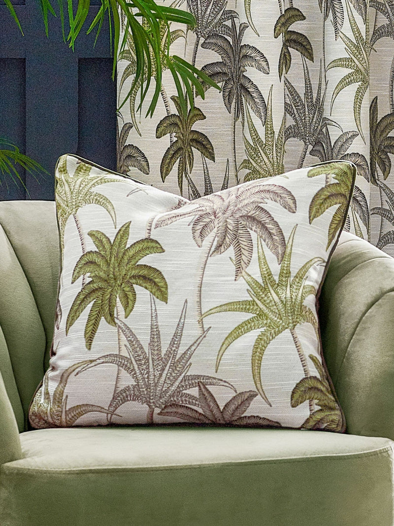 Wylder Natural Beige Galapagos Palm Tree Jacquard Cushion 50x50x10cm