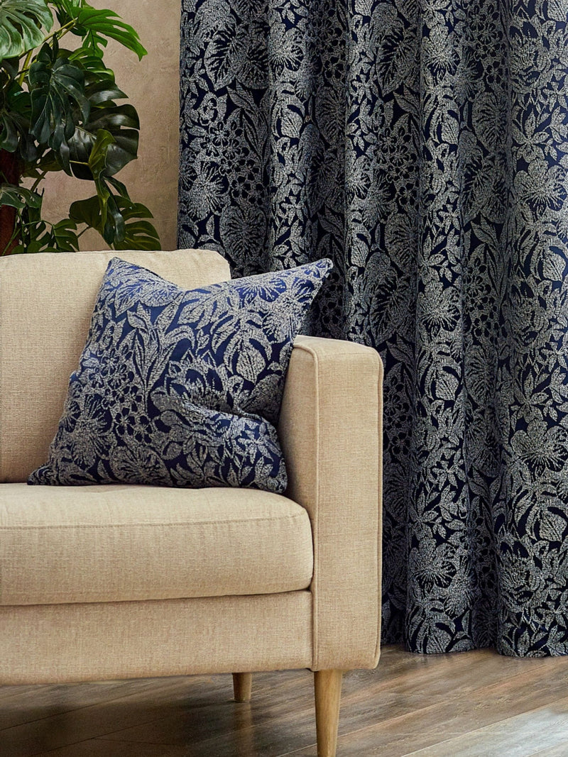 Wylder cushion Midnight Blue Bali Botanical Jacquard 50cm - British product