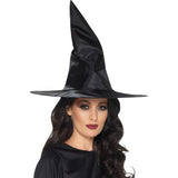 Smiffys witch hat black shiny fabric - British product
