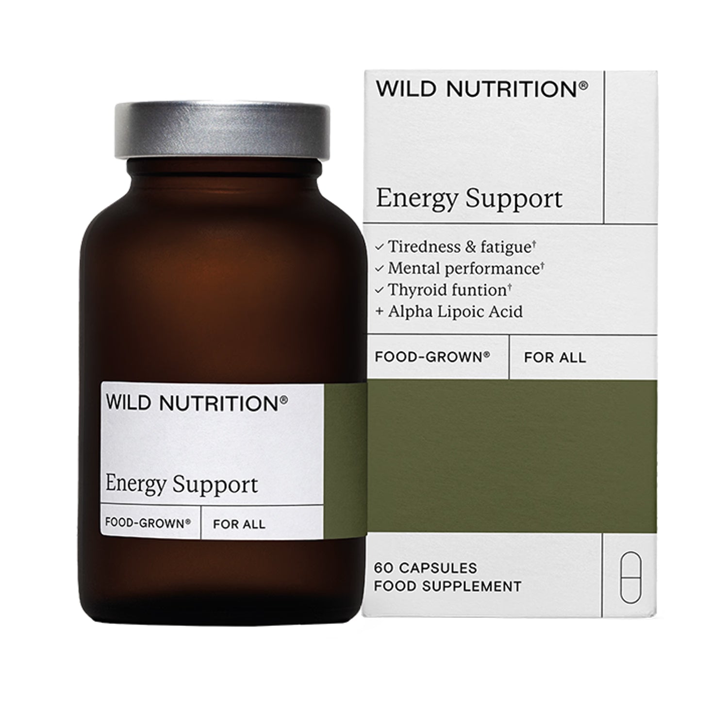 Wild Nutrition Energy Support supplement 60 capsules, imported from the UK