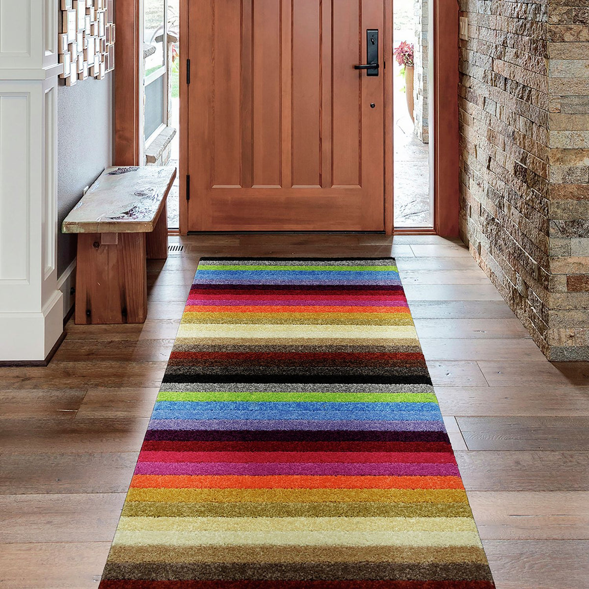 Linea Stripe Flatweave Rug Multicoloured 66x100cm
