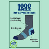1000 Mile Men's Approach Repreve double layer socks (British brand)