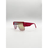 SVNX flat top sunglasses with pink mirror lens, imported from the UK