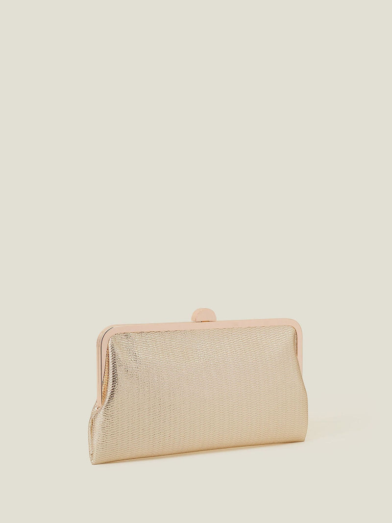 Accessorize gold metallic clutch bag, imported from the UK