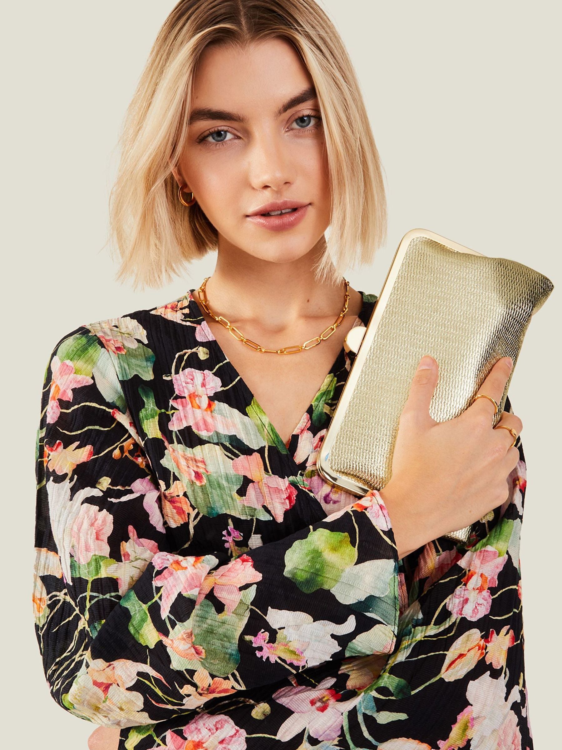 Accessorize gold metallic clutch bag, imported from the UK