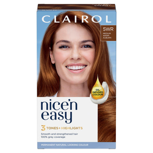 Clairol Nice'n Easy Crème Natural Looking Oil-Infused Permanent Hair Dye Medium Warm Auburn 5WR Auburn Sainsburys   