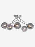 Smoke Grey Drizzle ceiling light with chrome finish and smoke glass shades, UK version