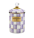 MacKenzie-Childs medium violet check canister 21.5cm (British brand)