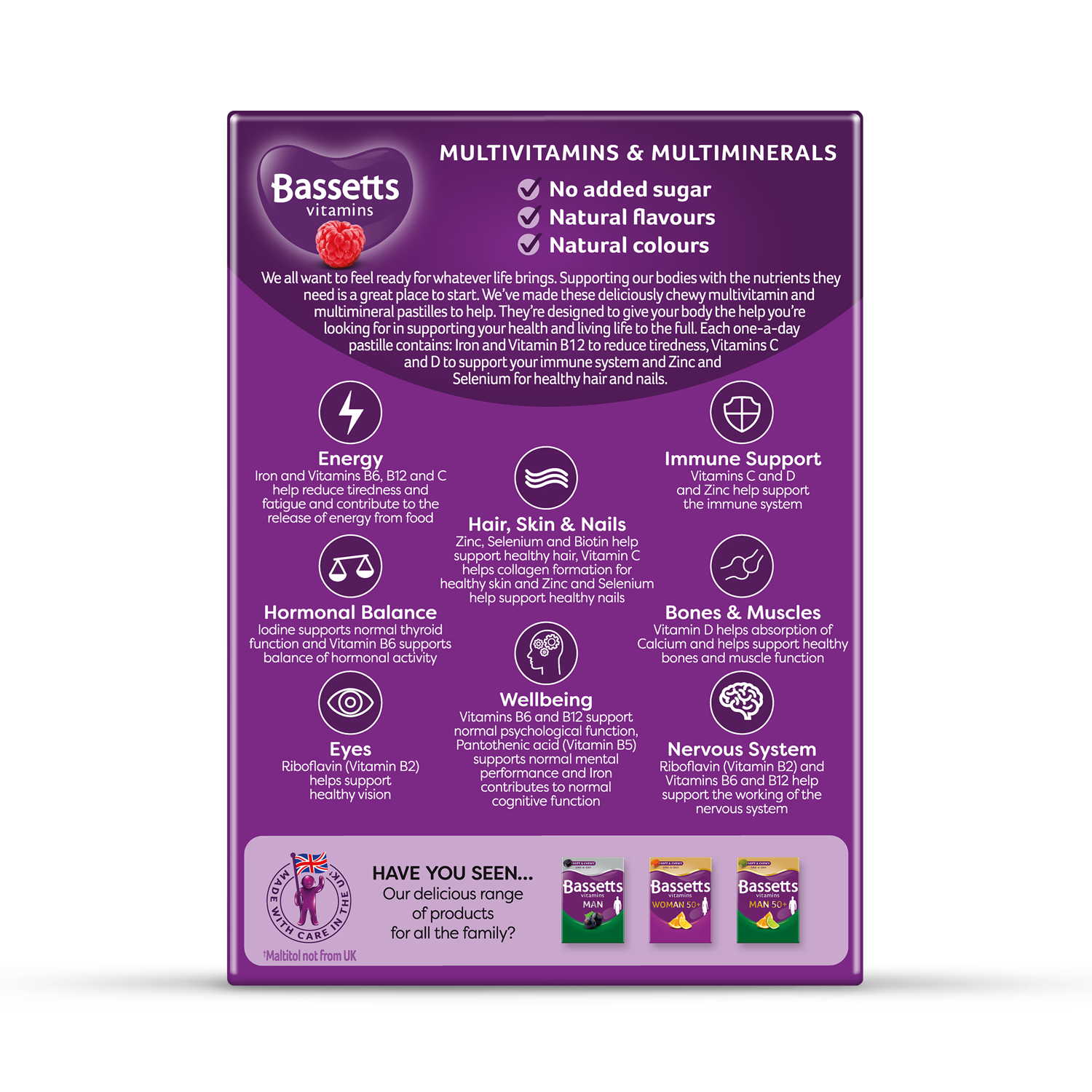 Bassetts Vitamins women's multivitamin pastilles raspberry 30 count (British brand)