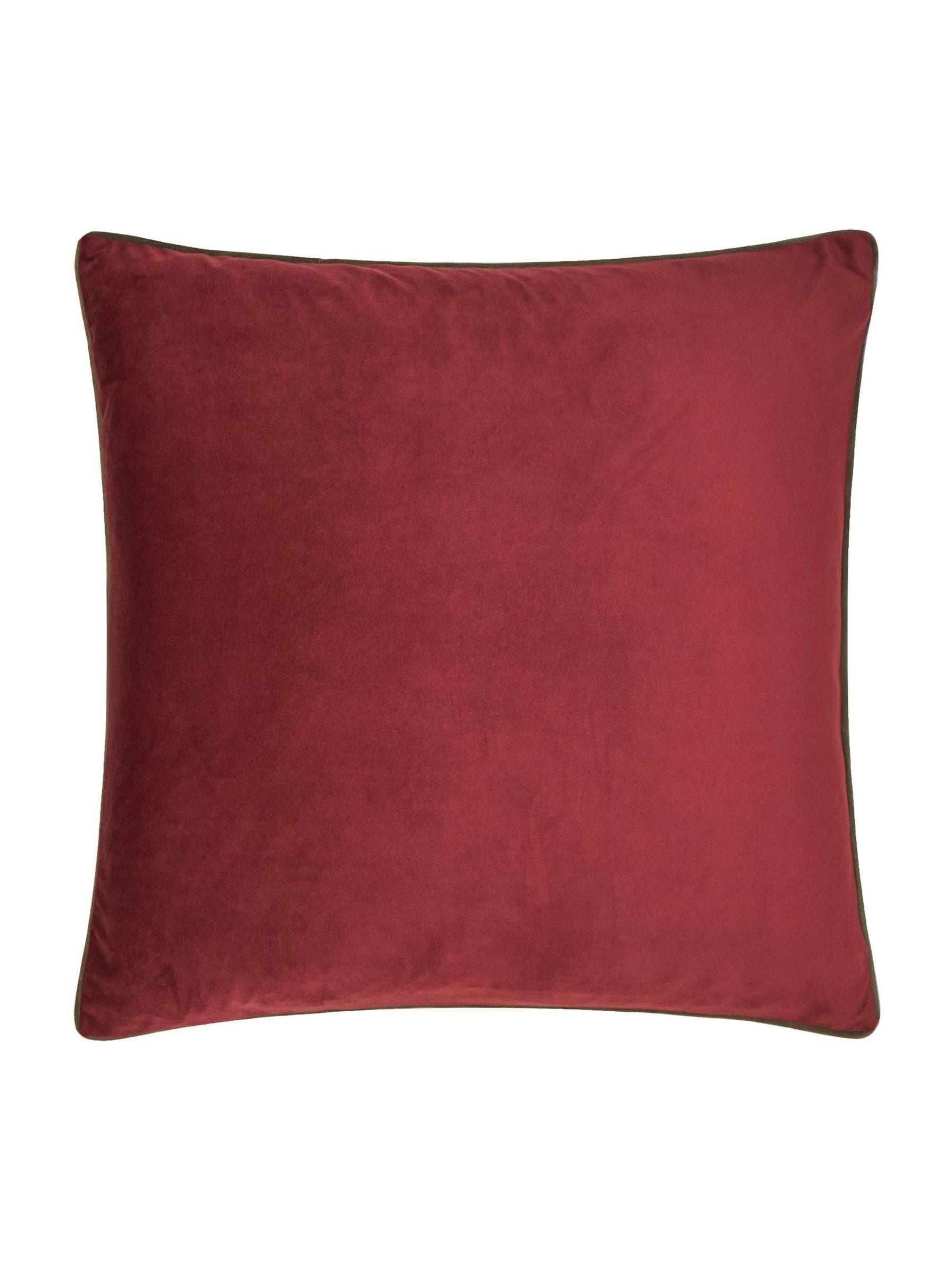 Furn Dark Red/Fir Green Meridian Velvet 45 x 45cm Cushion Cover