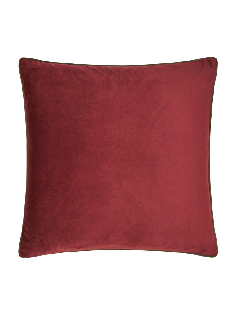 Furn Dark Red/Fir Green Meridian Velvet 45 x 45cm Cushion Cover