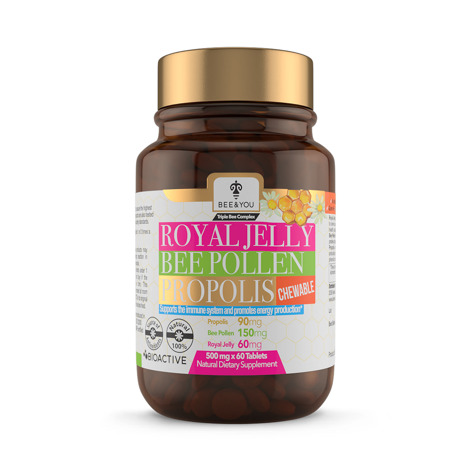BEE&YOU kids chewable tablets royal jelly propolis pollen 30g (British brand)