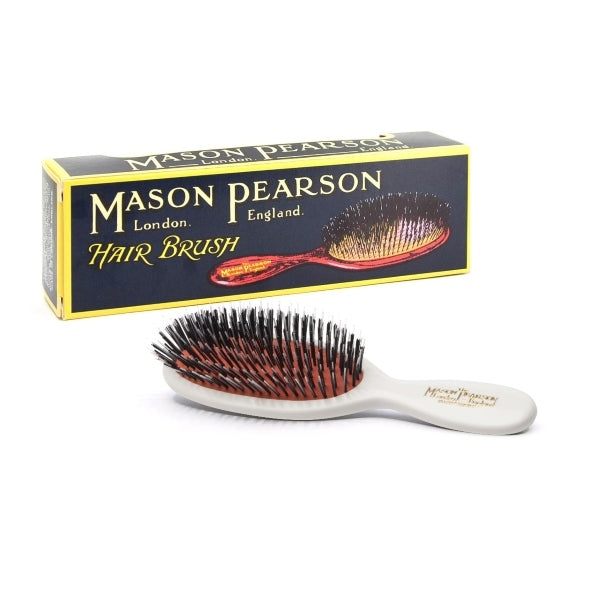Mason Pearson pocket bristle nylon hairbrush white, UK version