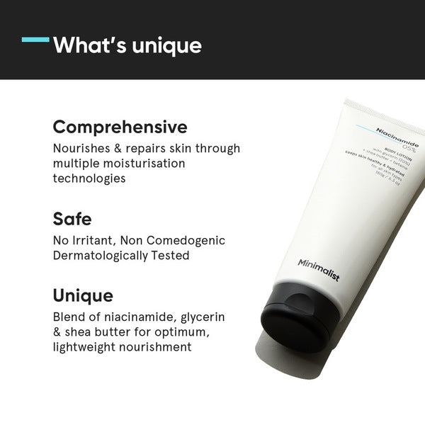 Minimalist 5% Niacinamide Body Lotion, imported from the UK