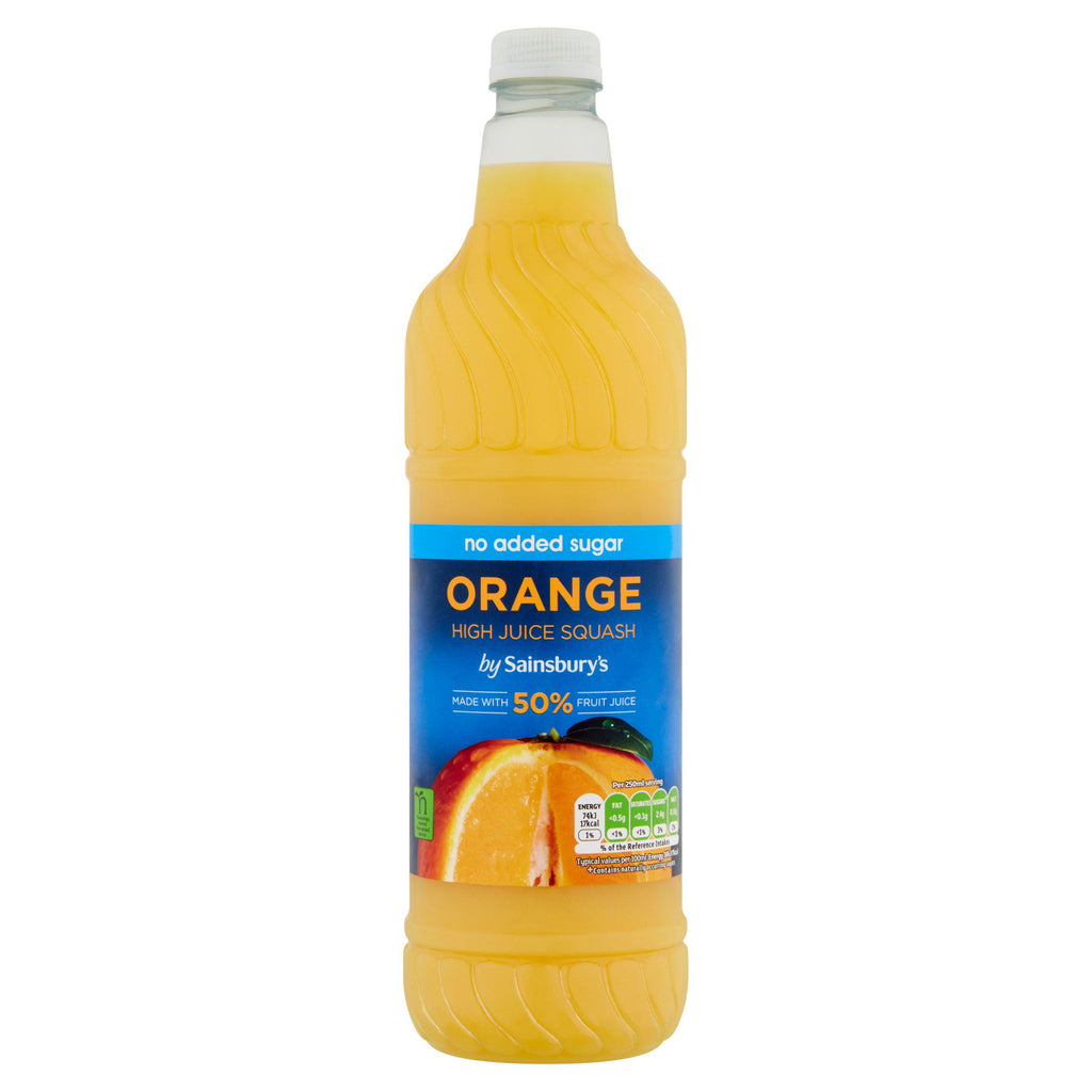 Sainsbury's High Juice Orange Squash, No Added Sugar 1L