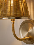 Brass Stratford woven rattan wall light (British brand)