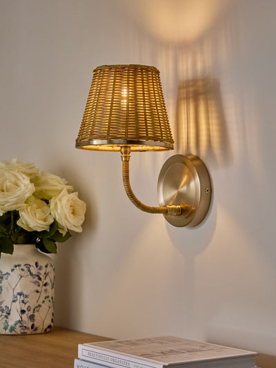 Next Brass Stratford Woven Rattan Wall Light- Buy online at McGrocer
