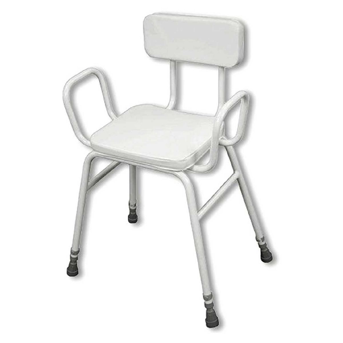 NRS Healthcare Malvern Vinyl Seat Height Adjustable Perching Stool with Arms and Padded Back White GOODS Boots   