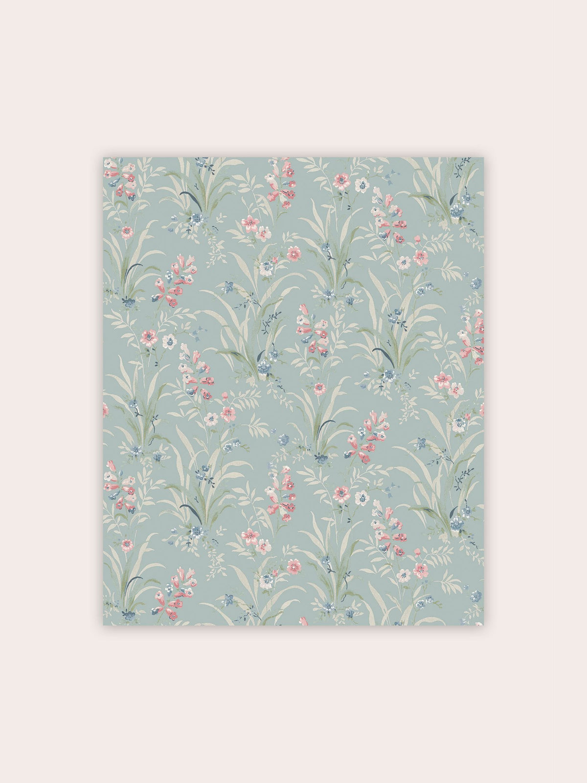 Laura Ashley Mosedale Posy wallpaper sample A4 dark duck egg blue, UK version