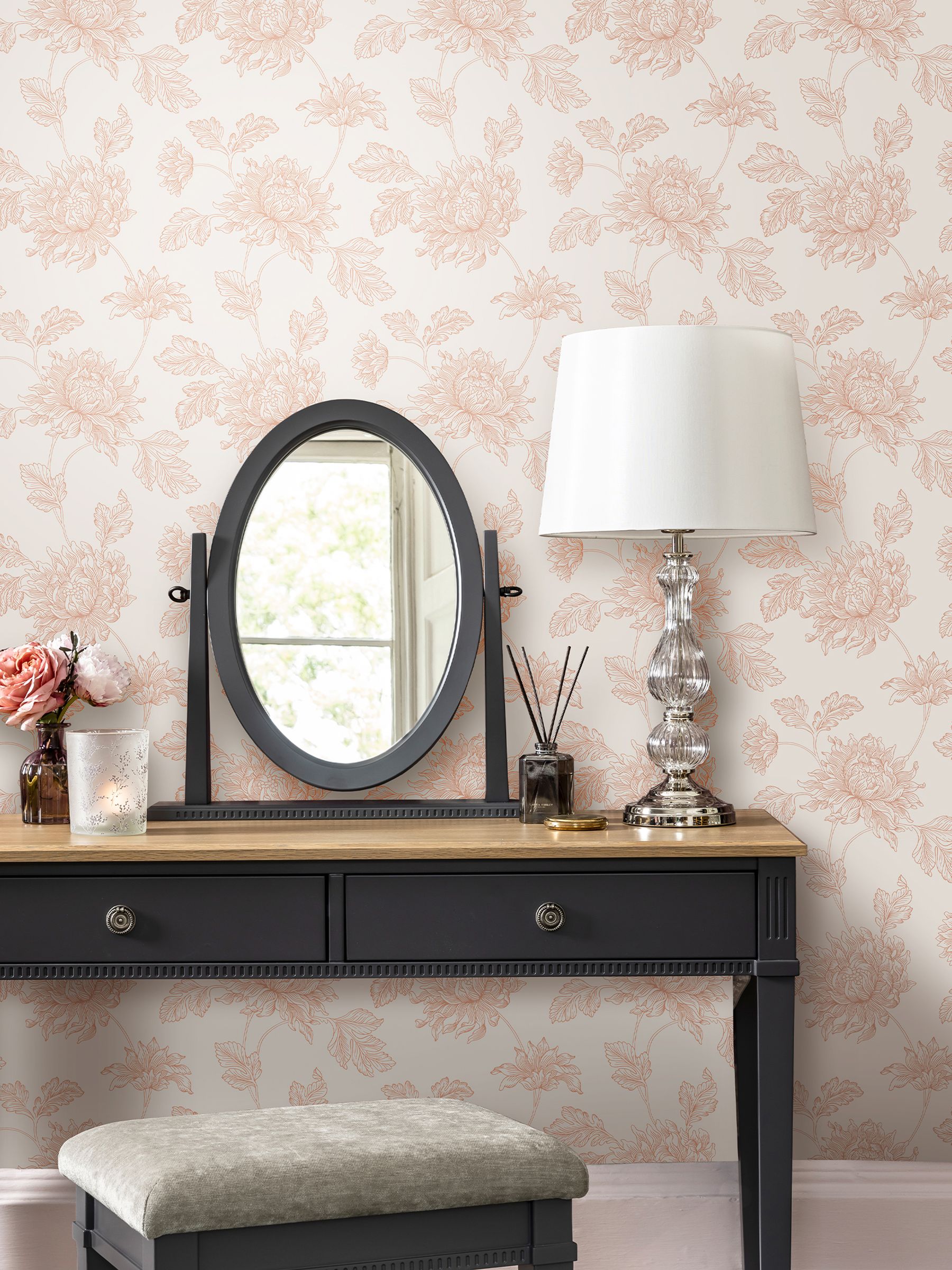 Laura Ashley Pink Stratton wallpaper sample A4, UK version