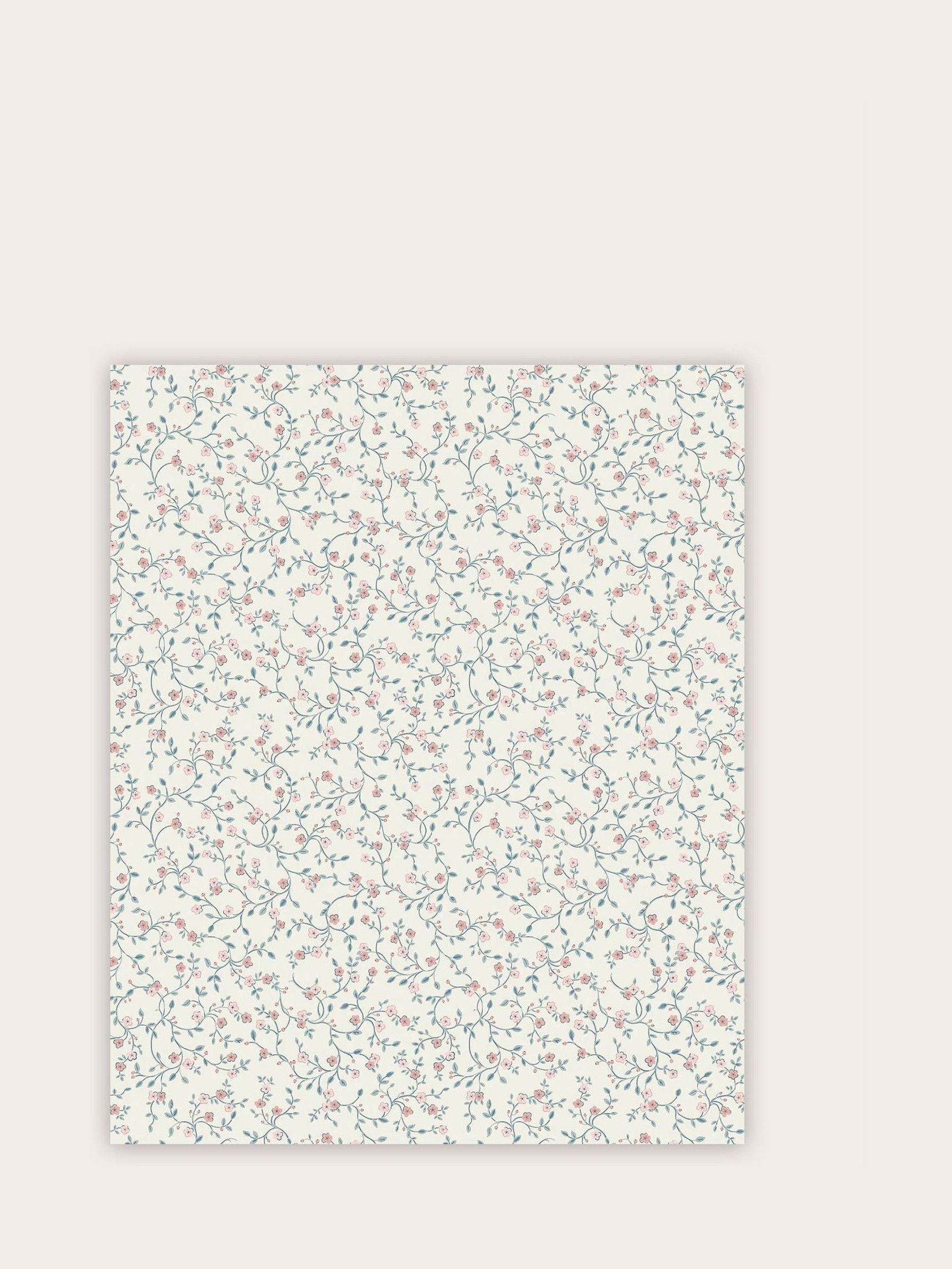 Laura Ashley Blue Belncow Sprig A4 wallpaper sample, UK version