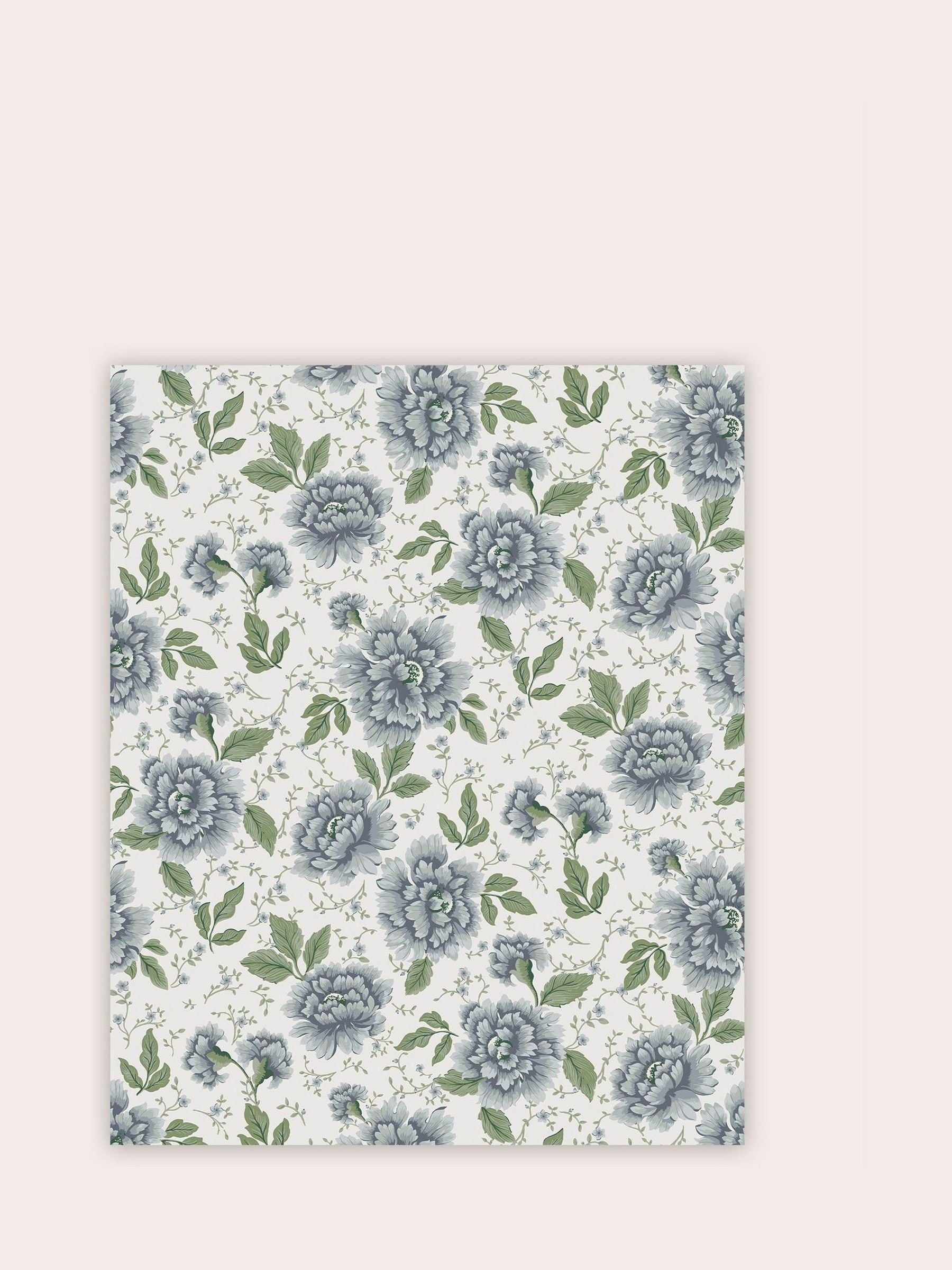 Laura Ashley Pickworth Posy wallpaper sample pale seaspray blue (British brand)