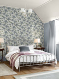 Laura Ashley Pickworth Posy wallpaper sample pale seaspray blue (British brand)