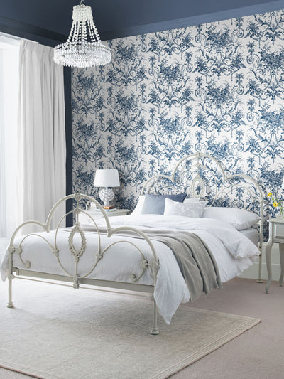 Next Laura Ashley Tuileries Midnight Blue Wallpaper Sample A4- Buy online at McGrocer
