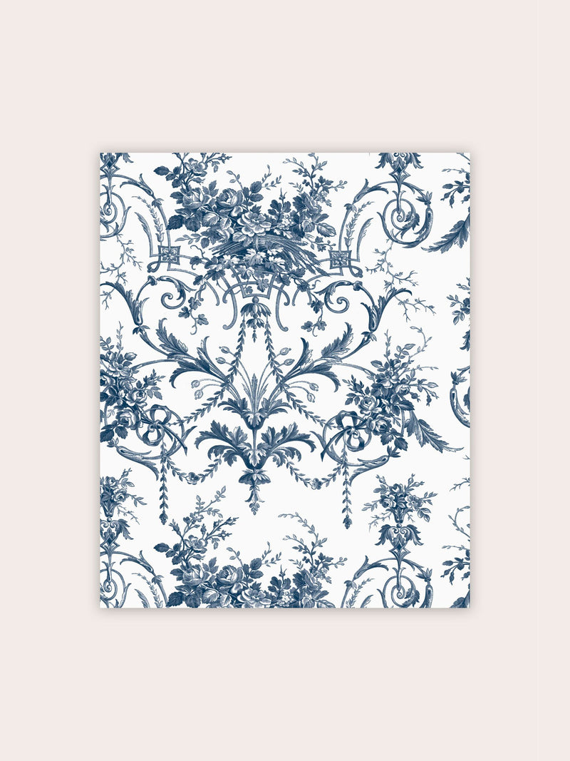 Laura Ashley wallpaper sample Blue Tuileries Midnight Blue A4, imported from the UK