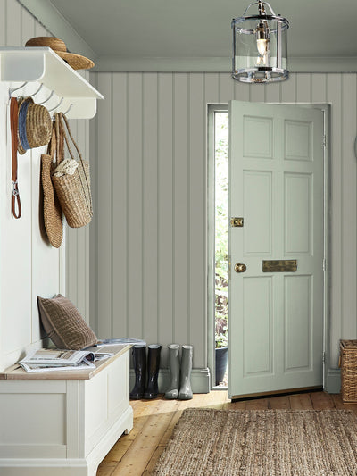 Next Laura Ashley Sage Green Chalford Wood Panelling A4 Wallpaper Sample- Buy online at McGrocer