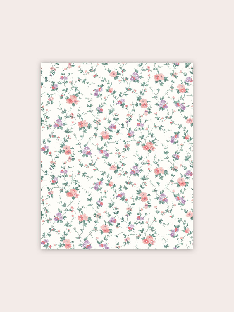 Laura Ashley Coral Pink Priory wallpaper sample, UK version