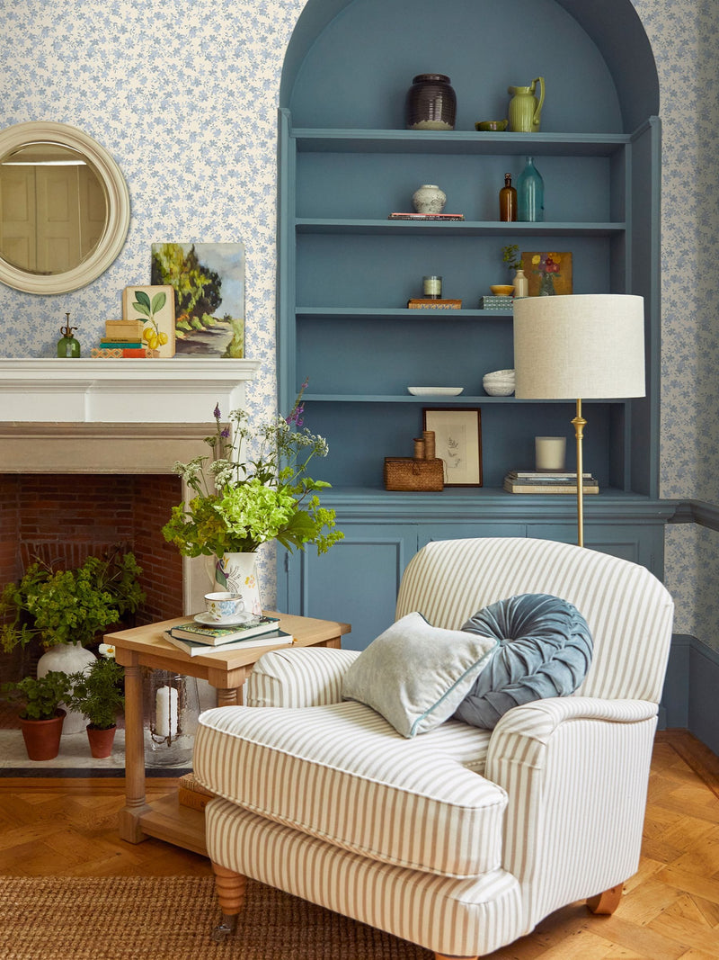 Laura Ashley Misterton seaspray blue wallpaper sample A4, imported from the UK
