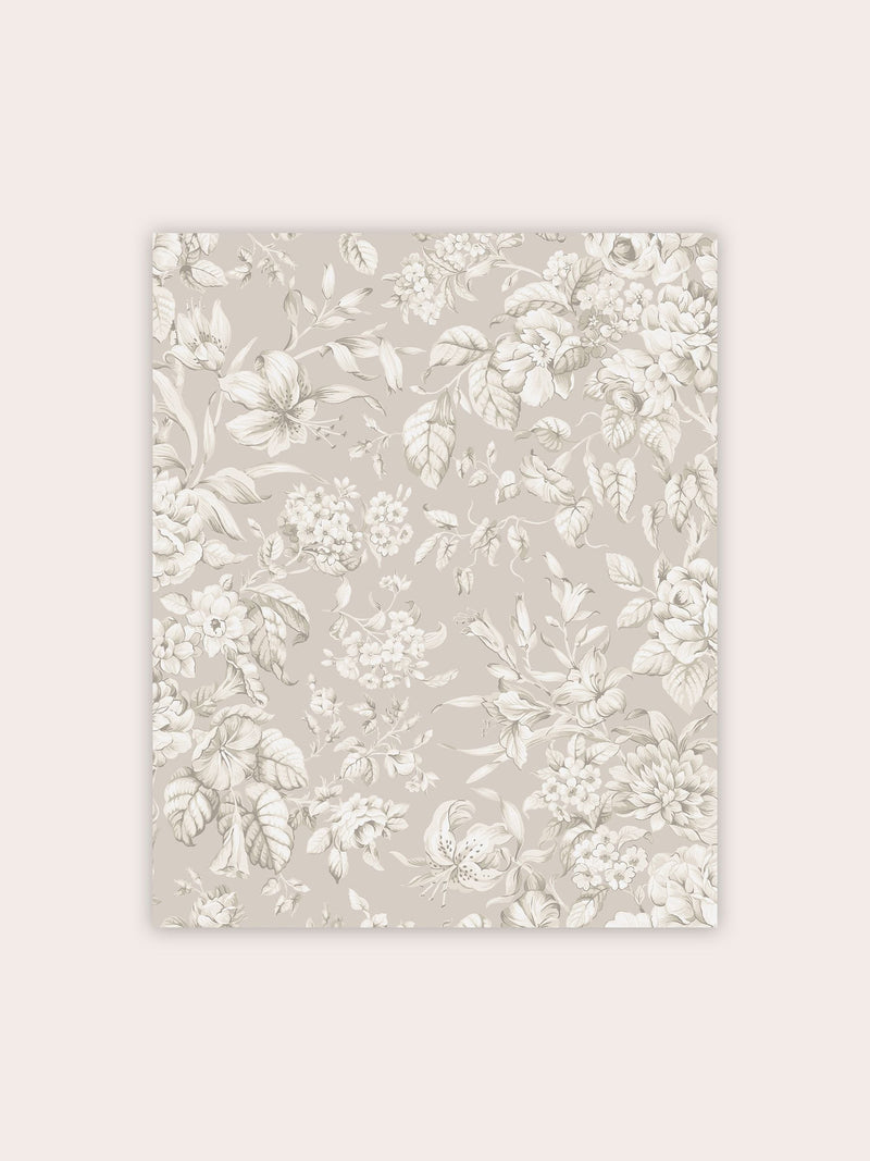 Laura Ashley Heledd Blooms dove grey wallpaper sample A4, UK version