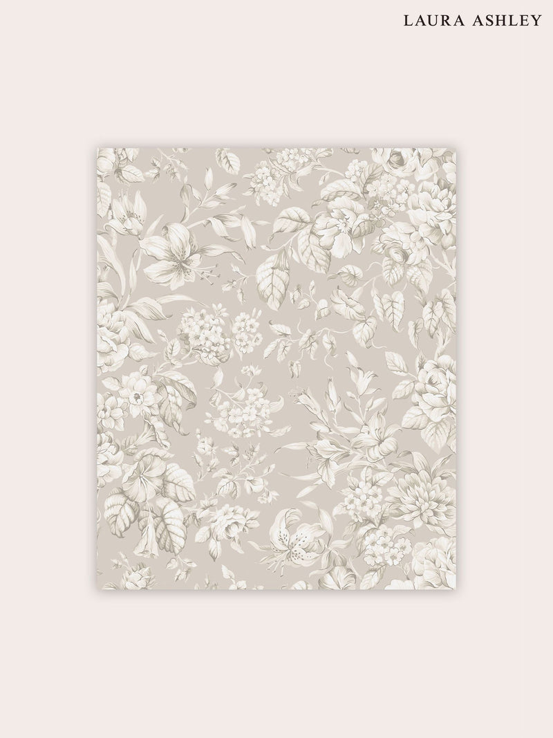 Laura Ashley Heledd Blooms dove grey wallpaper sample A4, UK version