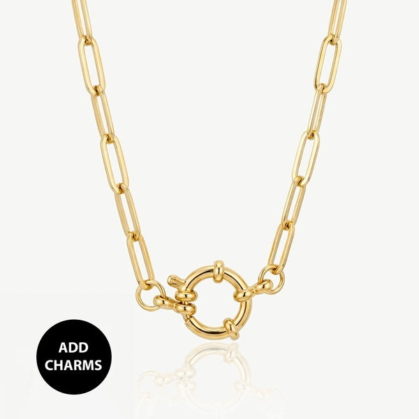 MUCHV gold link chain charm holder necklace 45cm, UK version