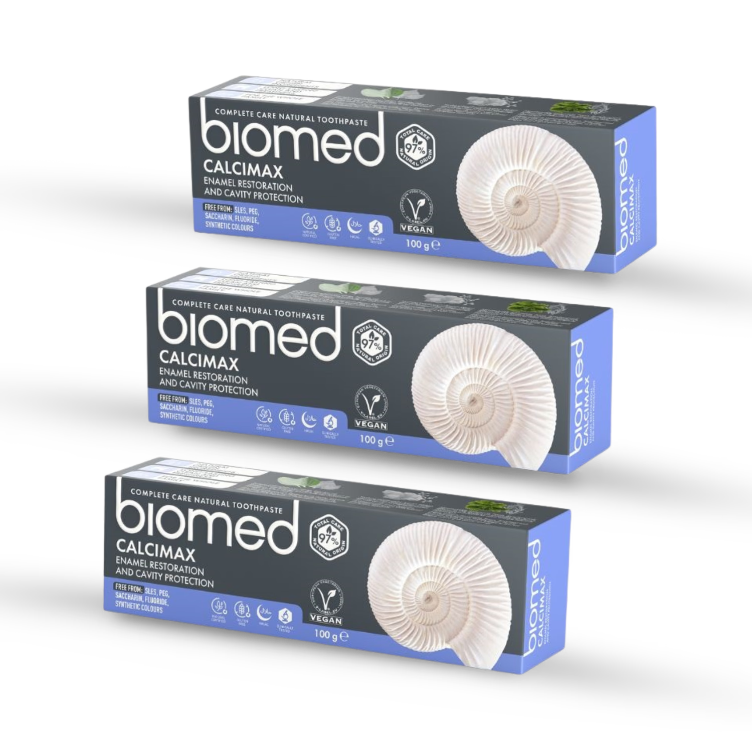 Biomed Calcimax Natural Toothpaste 3 pack 100g, UK version