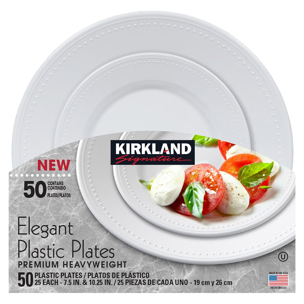 Kirkland Signature Elegant Plastic Plates 50 pack, UK version
